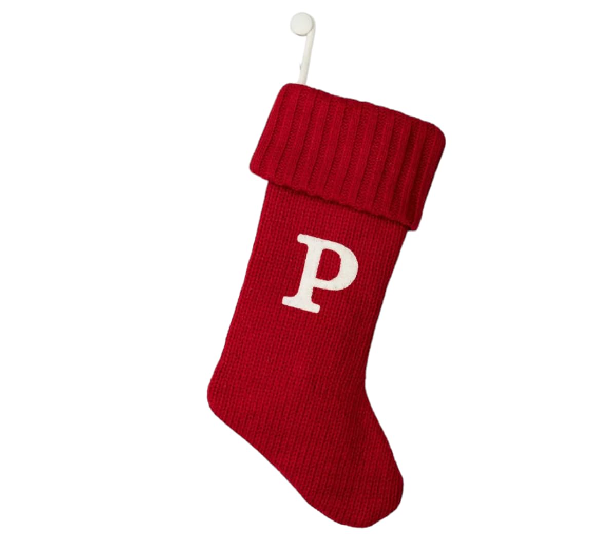 Wondershop Holiday Christmas Stocking Knit Red Monogram Letter P Measures 20"