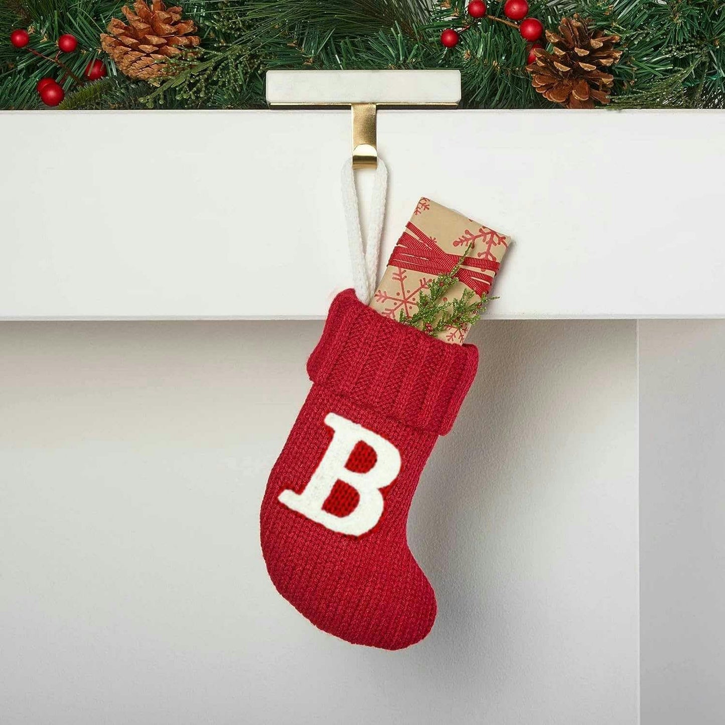 Wondershop Target Christmas Knit Mini Stocking Monogram Letter M Red Measures 7" (Red, Letter B)