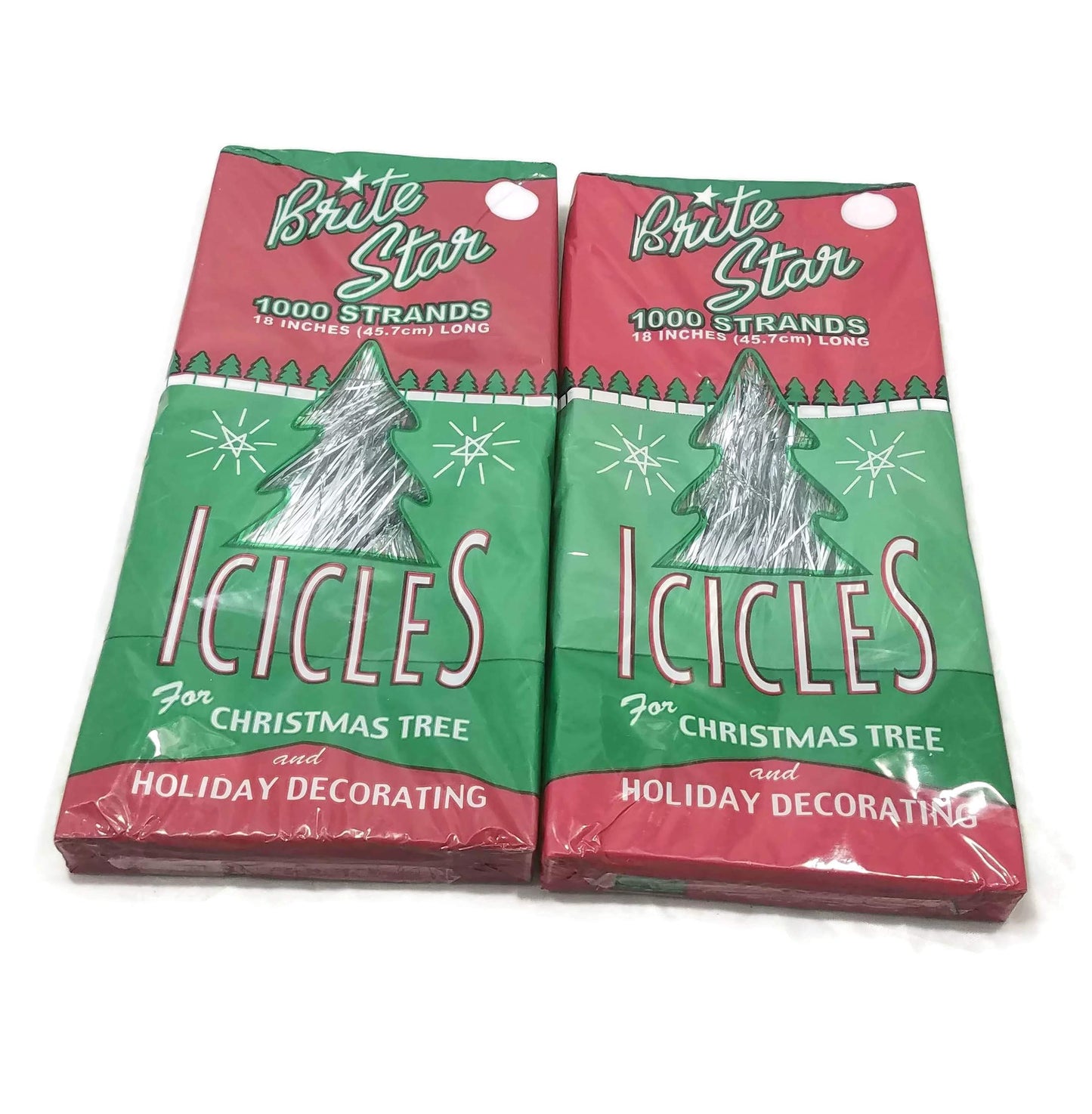Brite Star Lot of Two1000-Pack 18-Inch Silver Icicle Tinsel Strands for Christmas Tree Decorations (2000 Strands Total)
