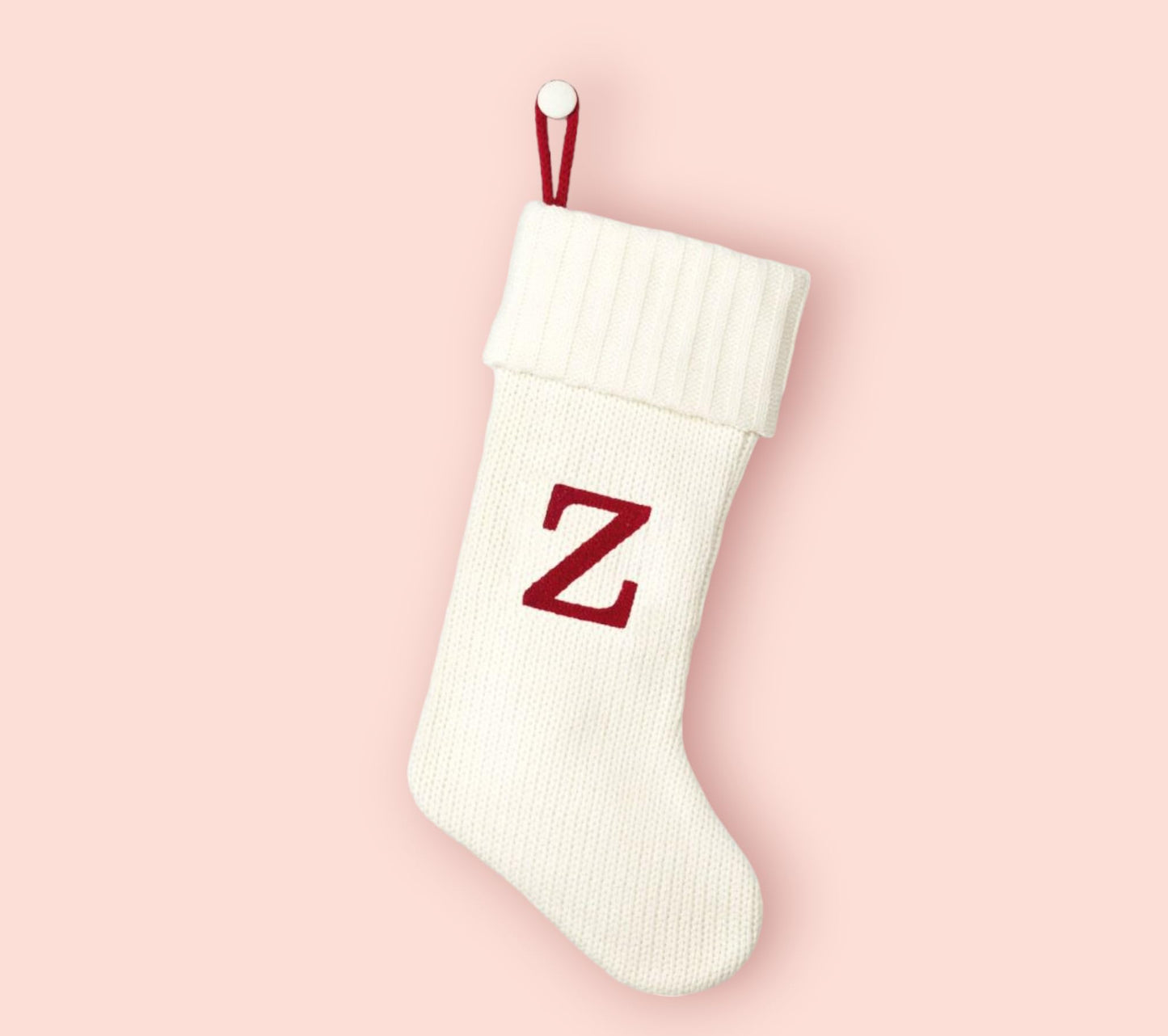 Wondershop Holiday Christmas Winter White Thick Knit Stocking Sock 20 Inches Monogram Letter Z Mantel Decoration