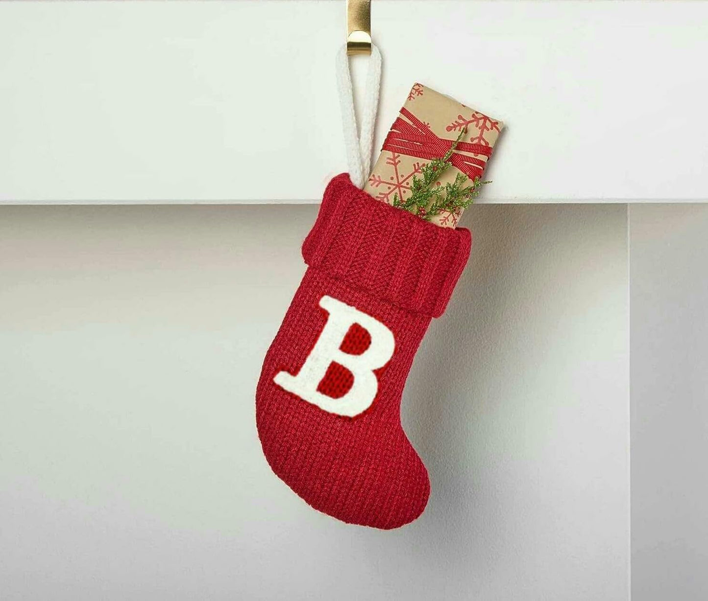 Wondershop Target Christmas Knit Mini Stocking Monogram Letter M Red Measures 7" (Red, Letter B)