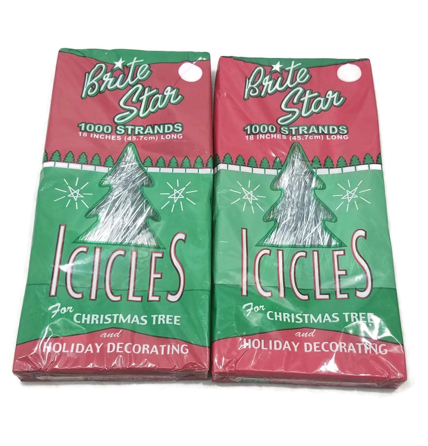 Brite Star Lot of Two1000-Pack 18-Inch Silver Icicle Tinsel Strands for Christmas Tree Decorations (2000 Strands Total)