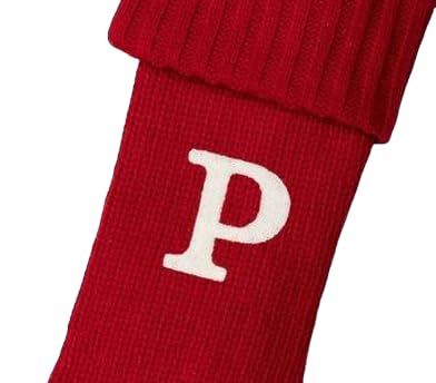 Wondershop Holiday Christmas Stocking Knit Red Monogram Letter P Measures 20"