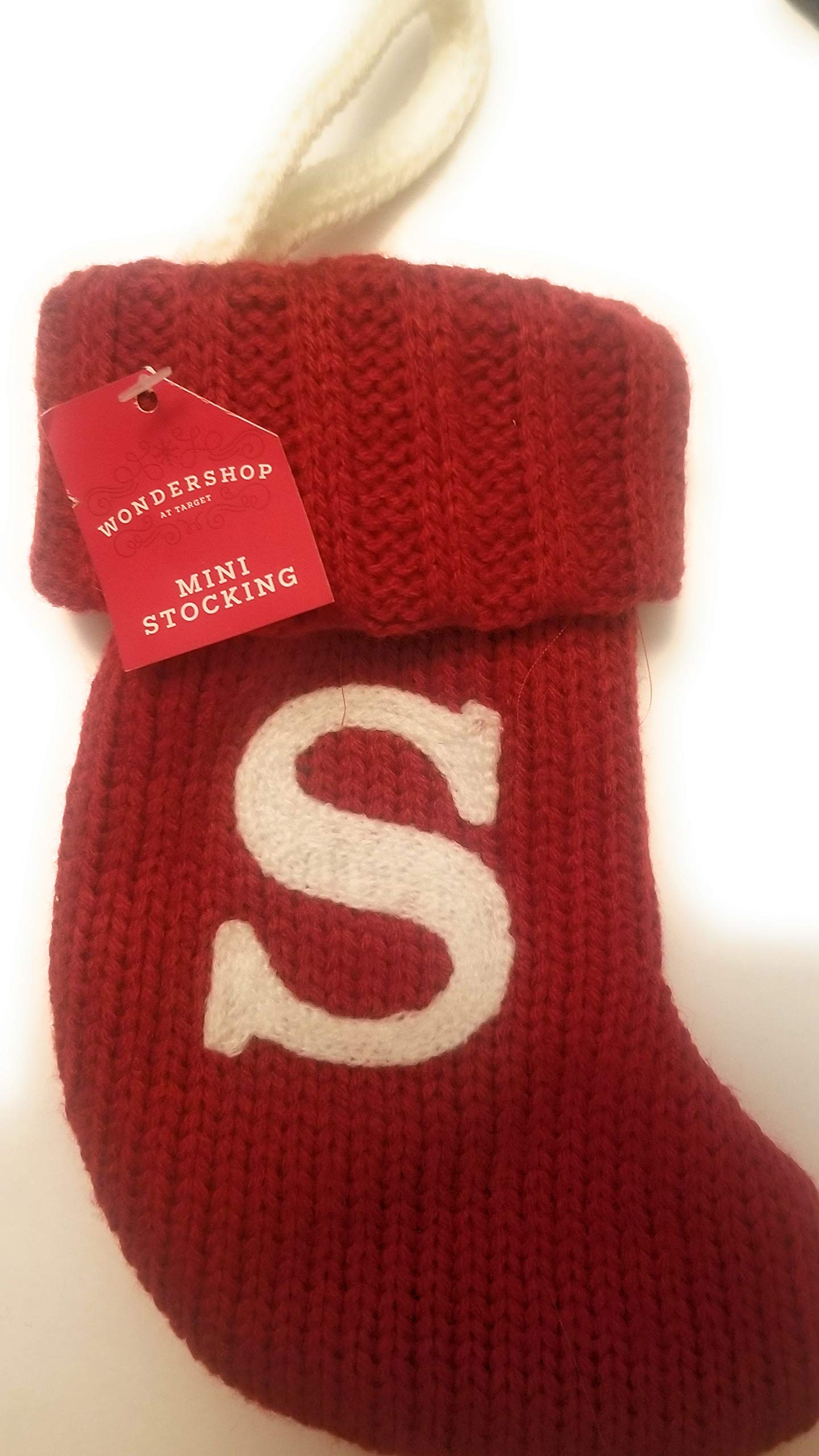 Wondershop Target Christmas Knit Mini Stocking Monogram Letter S Red Measures 7"
