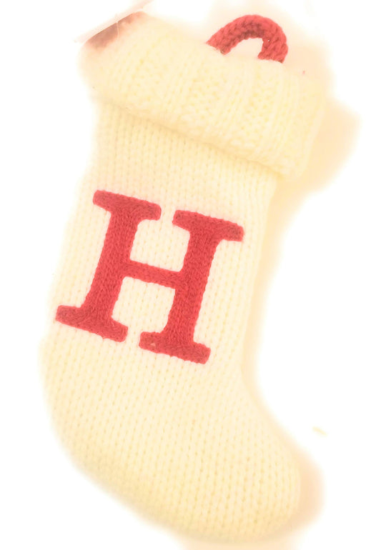 Wondershop Target Christmas Knit Mini Stocking Monogram Letter H Winter White Measures 7"