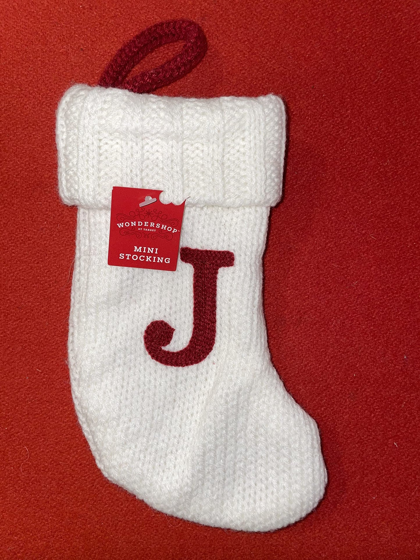 Wondershop Stocking Christmas Stockings with Initials l Stocking Monogram Letter J 8.5" l Lettered Christmas Stockings l Monogrammed Stockings Christmas