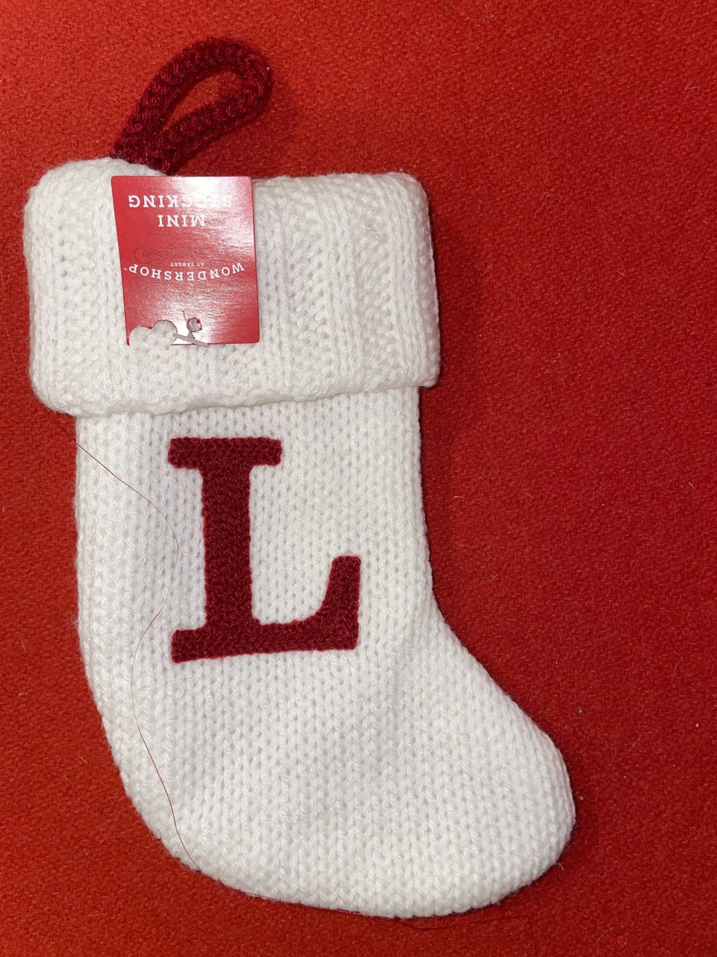 Wondershop Stocking Christmas Stockings with Initials l Stocking Monogram Letter L 8.5" l Lettered Christmas Stockings l Monogrammed Stockings Christmas