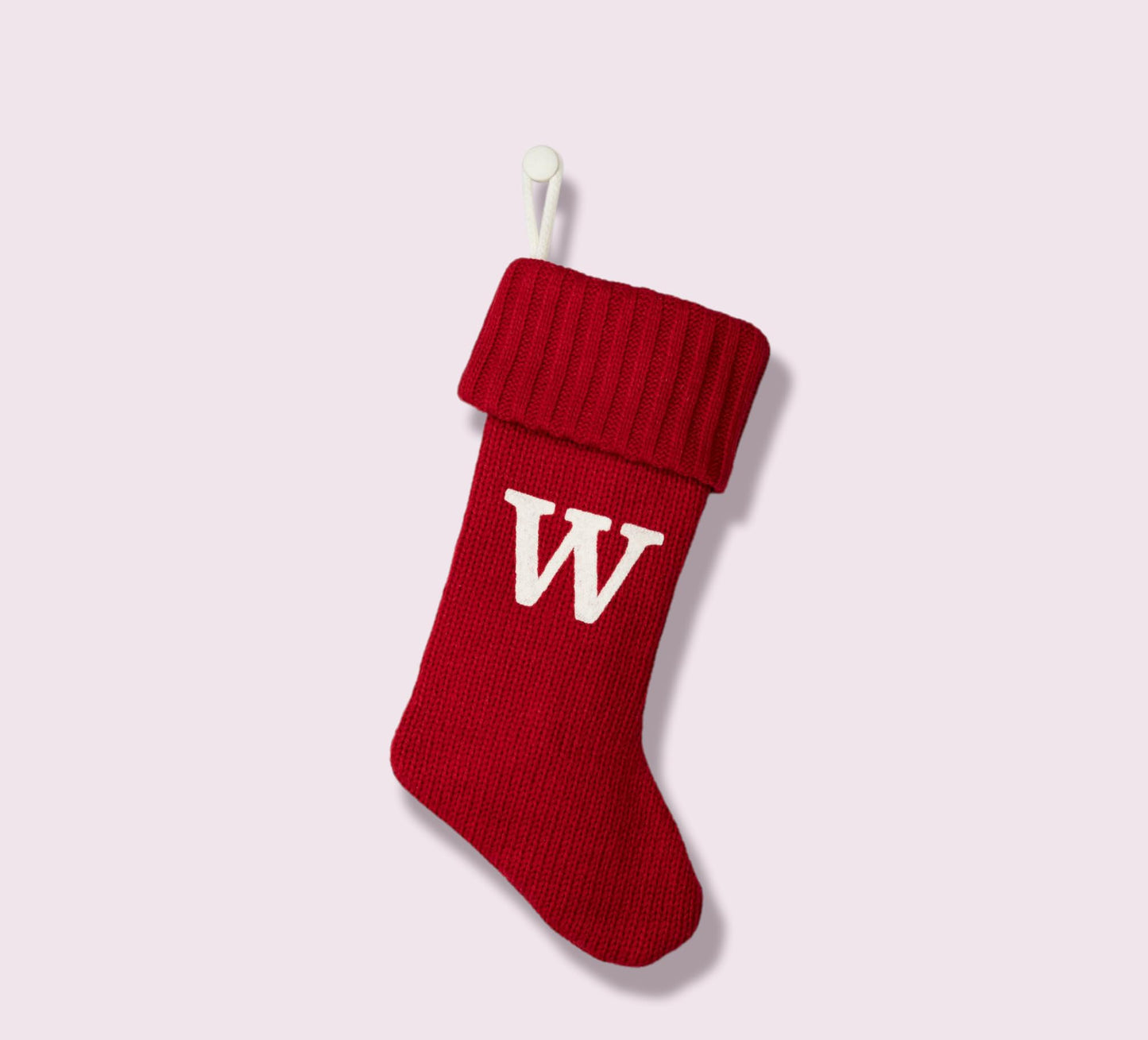 Wondershop Stocking Christmas Stockings with Initials Red Monogram Letter W 20 Inches with Silver Tinsel 1000 Strands Lettered Monogrammed Holiday Mantel