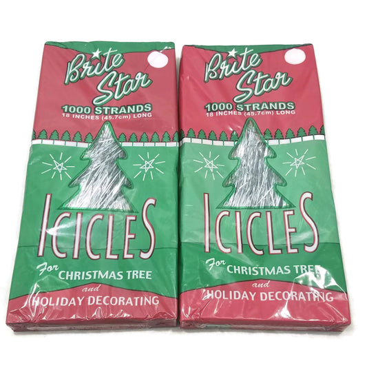 Brite Star Lot of Two1000-Pack 18-Inch Silver Icicle Tinsel Strands for Christmas Tree Decorations (2000 Strands Total)