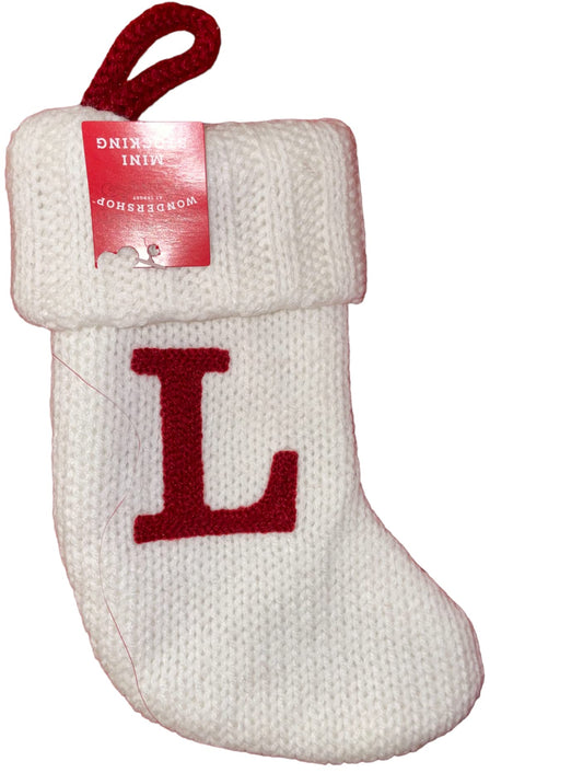 Wondershop Stocking Christmas Stockings with Initials l Stocking Monogram Letter L 8.5" l Lettered Christmas Stockings l Monogrammed Stockings Christmas