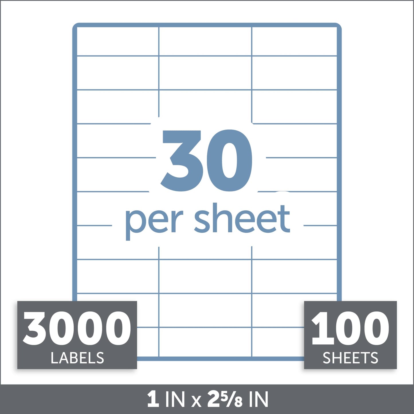 Office Depot White Inkjet/Laser Address Labels, 1in. x 2 5/8in., Box Of 3,000, 505-O004-0004