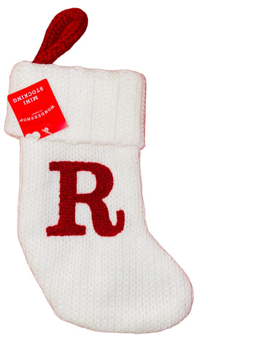 Wondershop Stocking Christmas Stockings with Initials l Stocking Monogram Letter R 8.5" l Lettered Christmas Stockings l Monogrammed Stockings Christmas