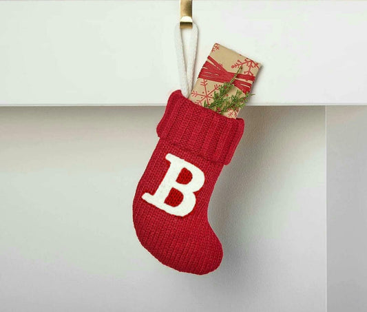 Wondershop Target Christmas Knit Mini Stocking Monogram Letter M Red Measures 7" (Red, Letter B)