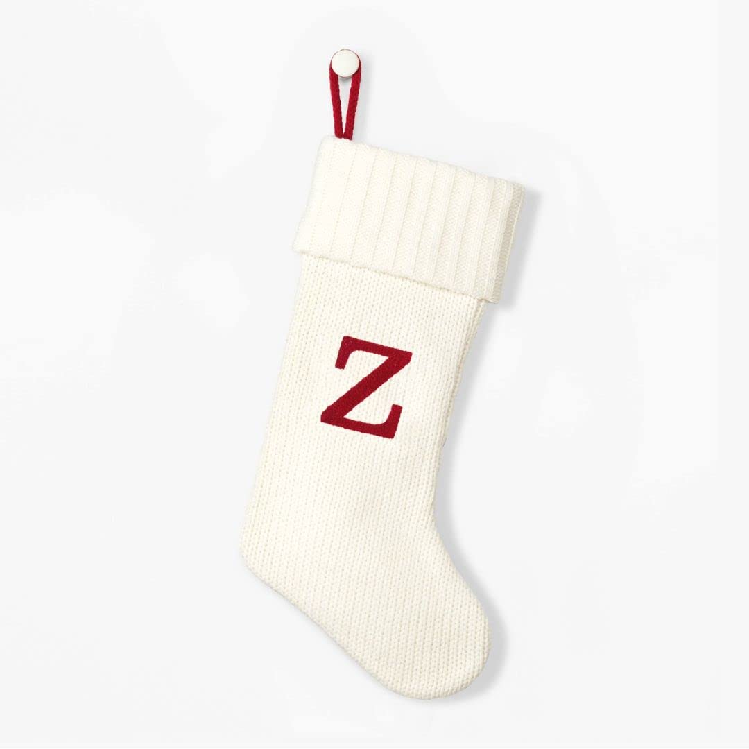 Wondershop Holiday Christmas Winter White Thick Knit Stocking Sock 20 Inches Monogram Letter Z Mantel Decoration