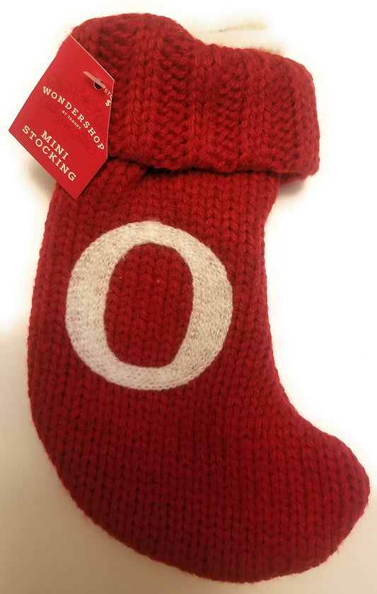Wondershop Target Christmas Knit Mini Stocking Monogram Letter O Red Measures 7" (Red, Letter O)