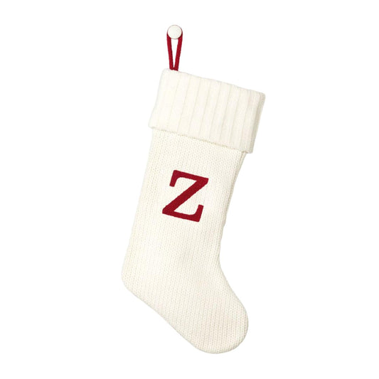 Wondershop Holiday Christmas Winter White Thick Knit Stocking Sock 20 Inches Monogram Letter Z Mantel Decoration