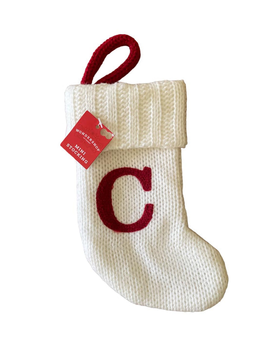 Wondershop Stocking Christmas Stockings Knit Mini White C 8.5" | Christmas Stockings with Initials On Them Embroidered Christmas Stockings Monogrammed Christmas Stocking Stocking Initial Letters