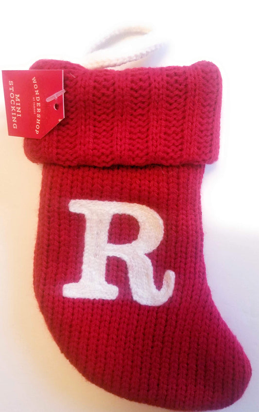 Wondershop Target Christmas Knit Mini Stocking Monogram Letter R Red Measures 7" (Letter R)