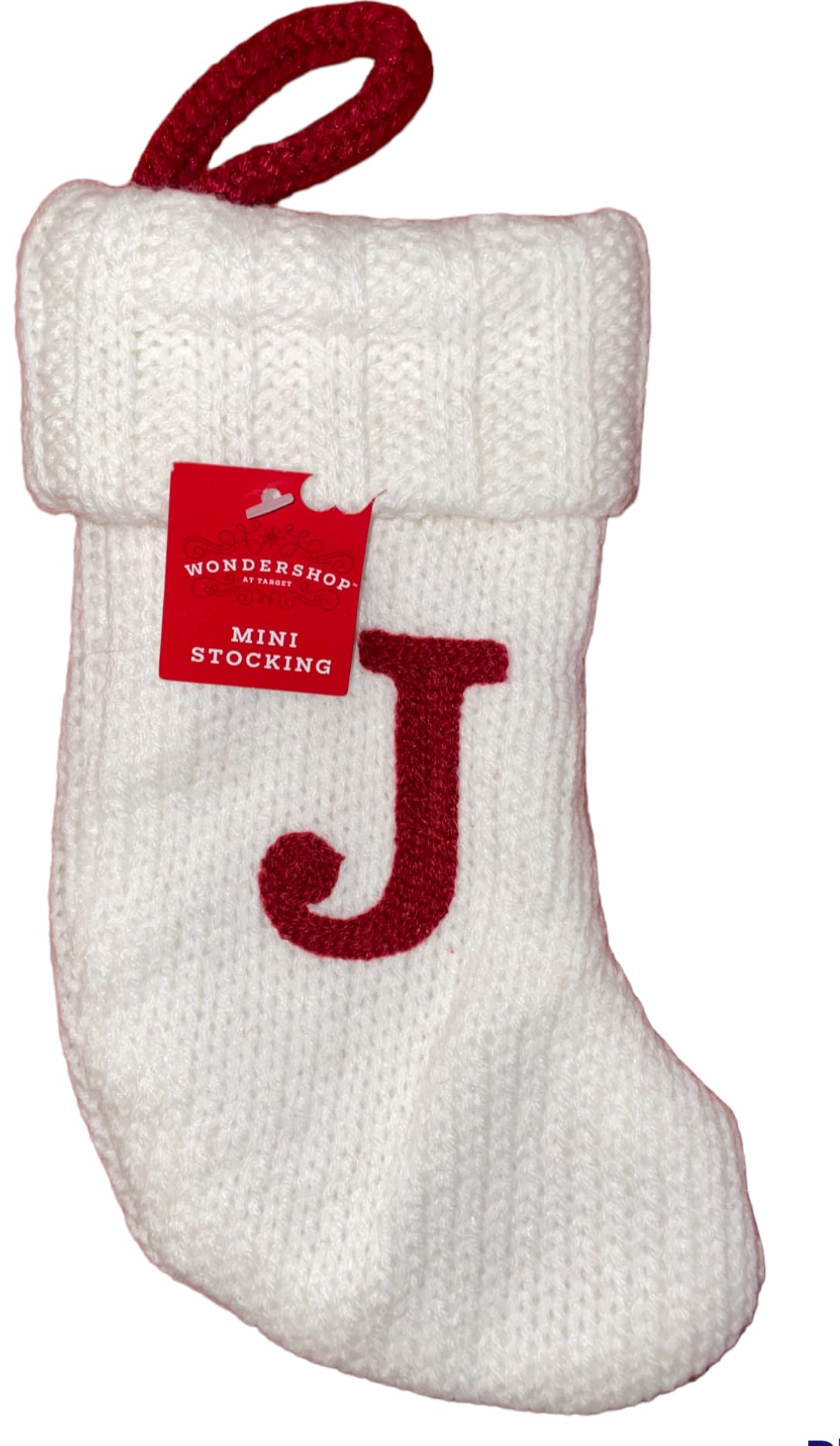 Wondershop Stocking Christmas Stockings with Initials l Stocking Monogram Letter J 8.5" l Lettered Christmas Stockings l Monogrammed Stockings Christmas