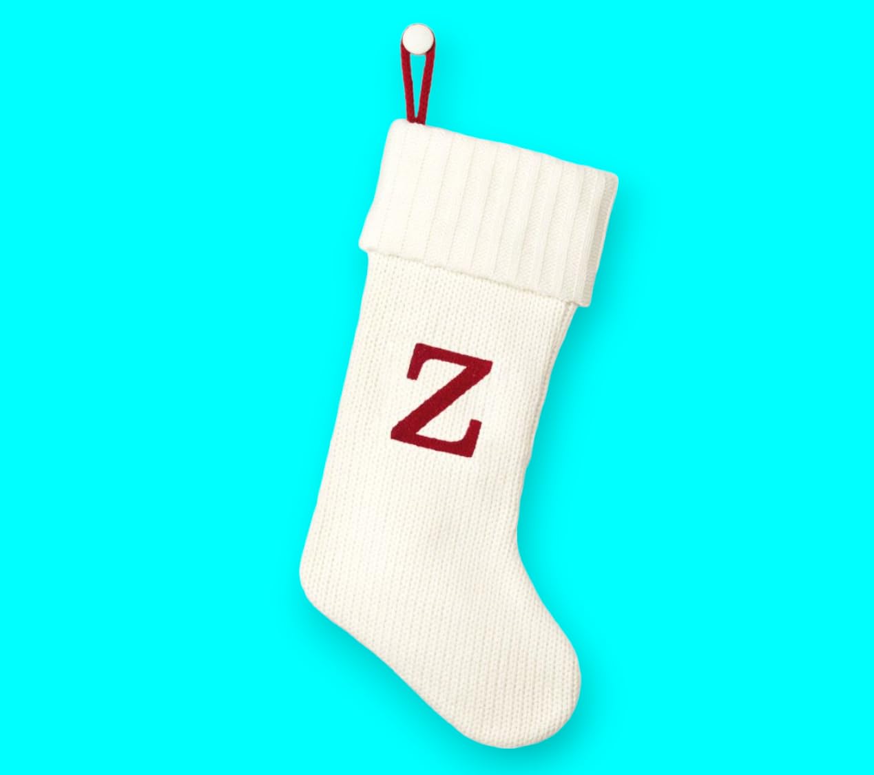Wondershop Holiday Christmas Winter White Thick Knit Stocking Sock 20 Inches Monogram Letter Z Mantel Decoration