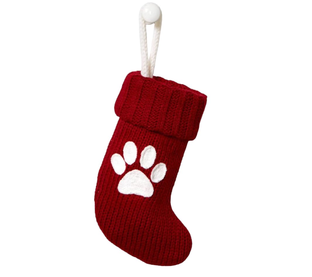 Wondershop Christmas Knit Mini Stocking Monogram Letter Paw Red 8.5 inches Plus Dog Ornament