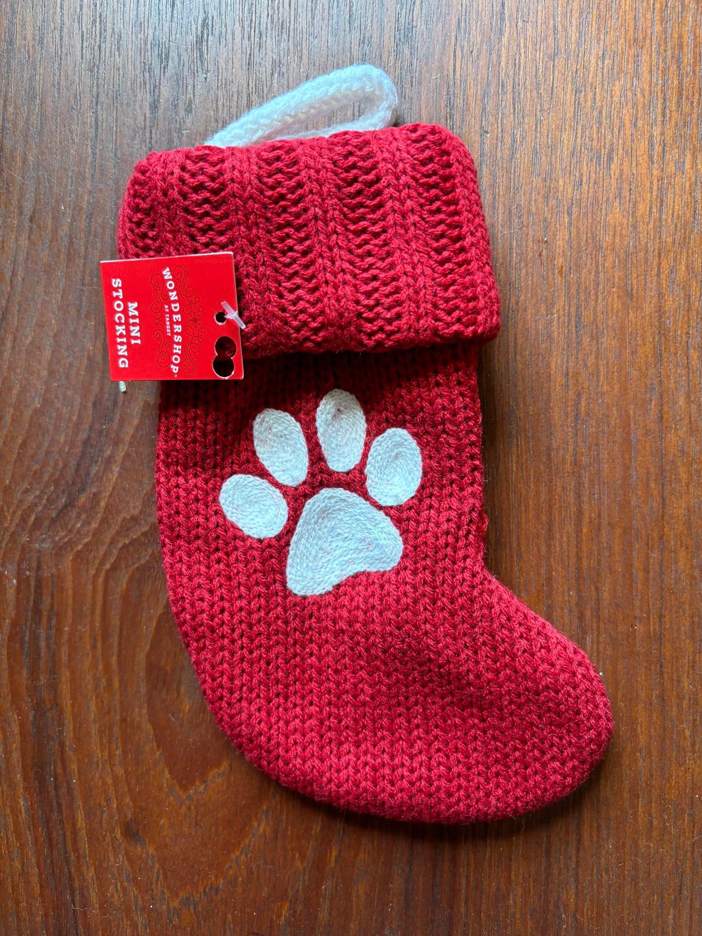 Wondershop Christmas Knit Mini Stocking Monogram Letter Paw Red 8.5 inches Plus Dog Ornament