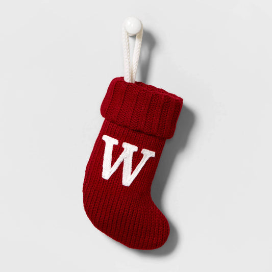 Wondershop Stocking Christmas Stockings with Initials l Mini Stocking Monogram Letter Red W 8.5" l Lettered Christmas Stockings l Monogrammed Stockings Christmas