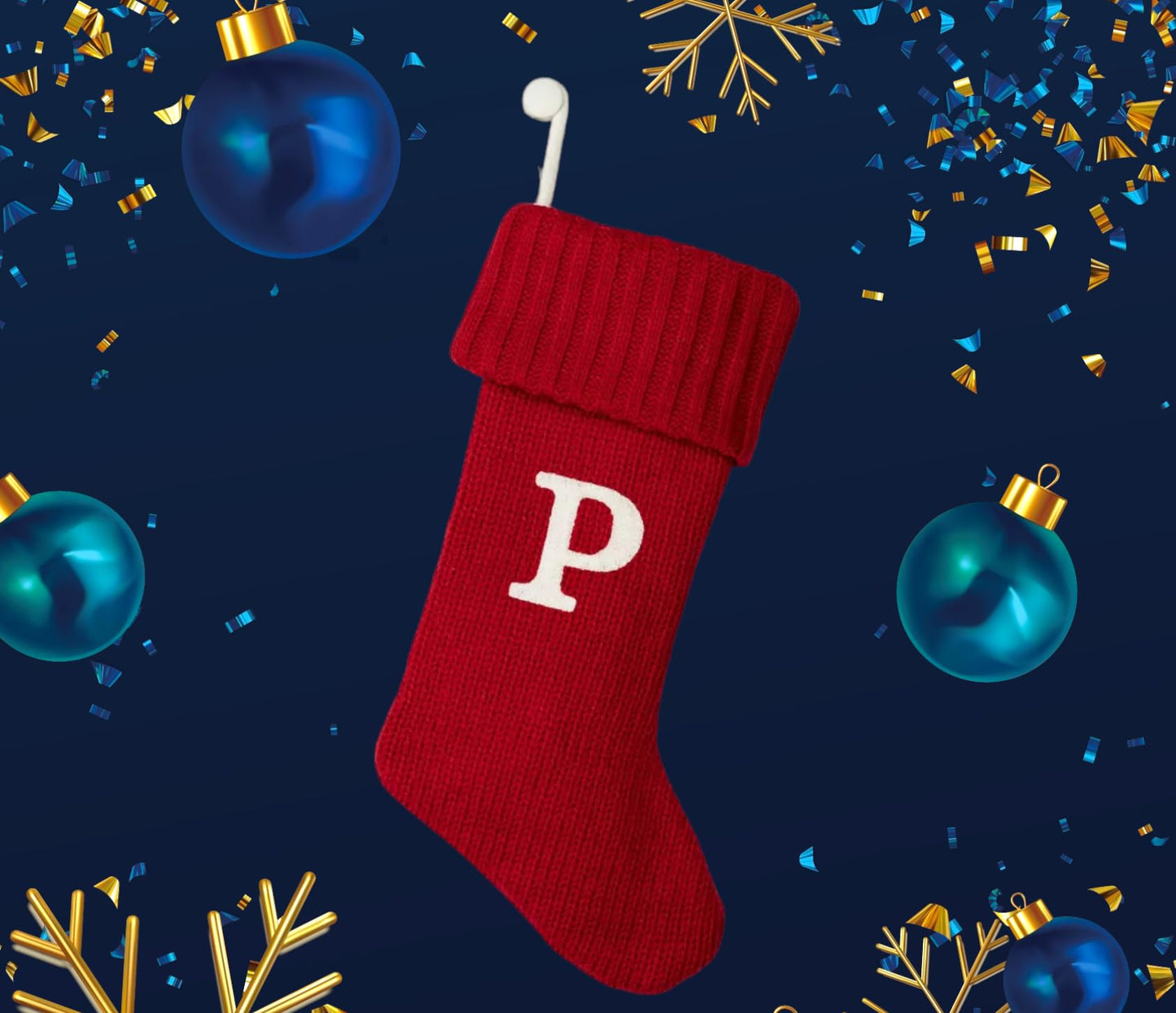 Wondershop Holiday Christmas Stocking Knit Red Monogram Letter P Measures 20"