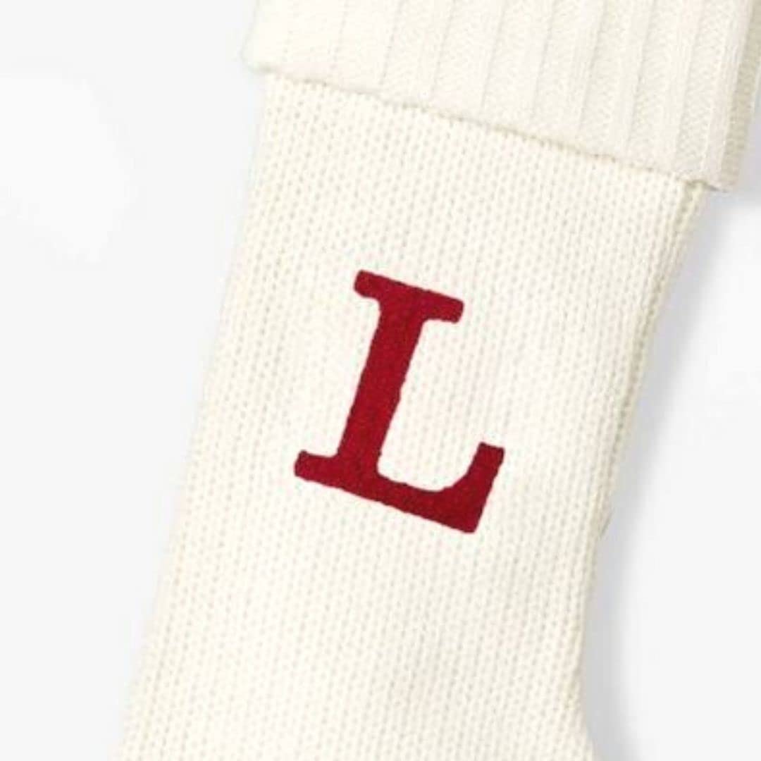 Wondershop Target Christmas Knit Winter White Stocking Monogram Letter L Measures 20"