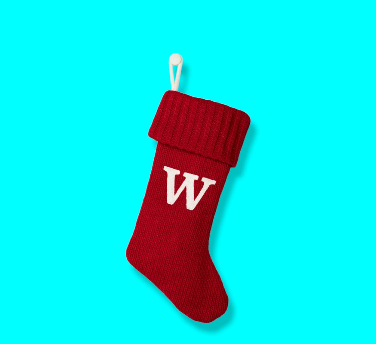 Wondershop Stocking Christmas Stockings with Initials Red Monogram Letter W 20 Inches with Silver Tinsel 1000 Strands Lettered Monogrammed Holiday Mantel