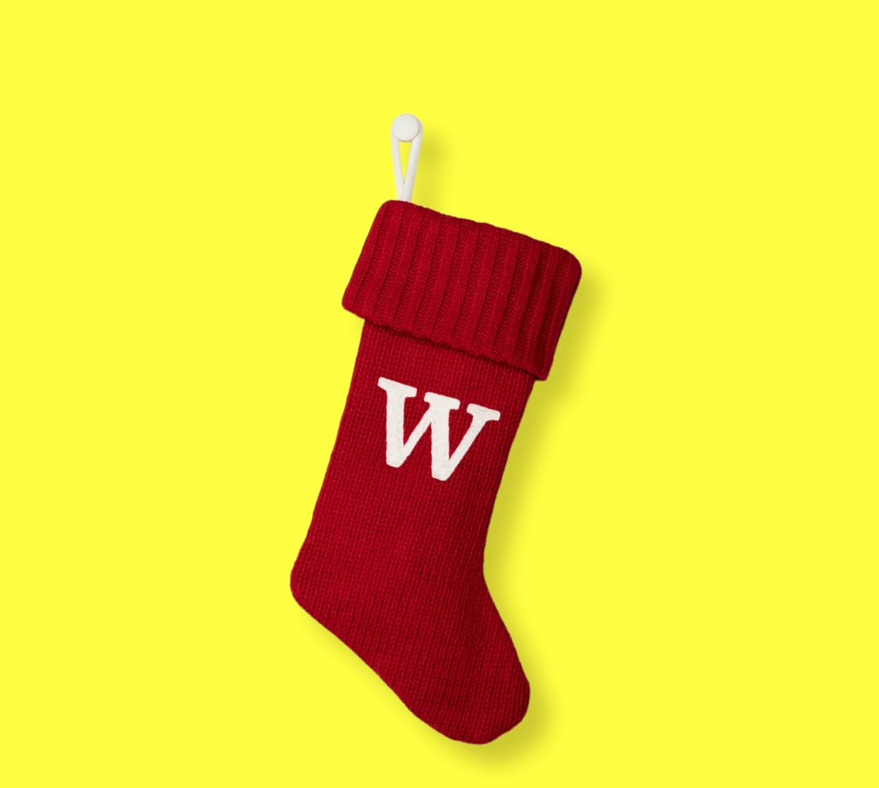 Wondershop Stocking Christmas Stockings with Initials Red Monogram Letter W 20 Inches with Silver Tinsel 1000 Strands Lettered Monogrammed Holiday Mantel