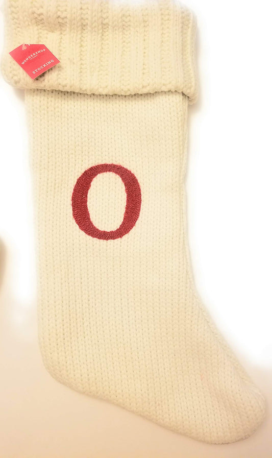 Wondershop Christmas Holiday Thick Cream Stocking Monogram Letter O Measures 19" Holiday Mantel Decoration (Letter O)