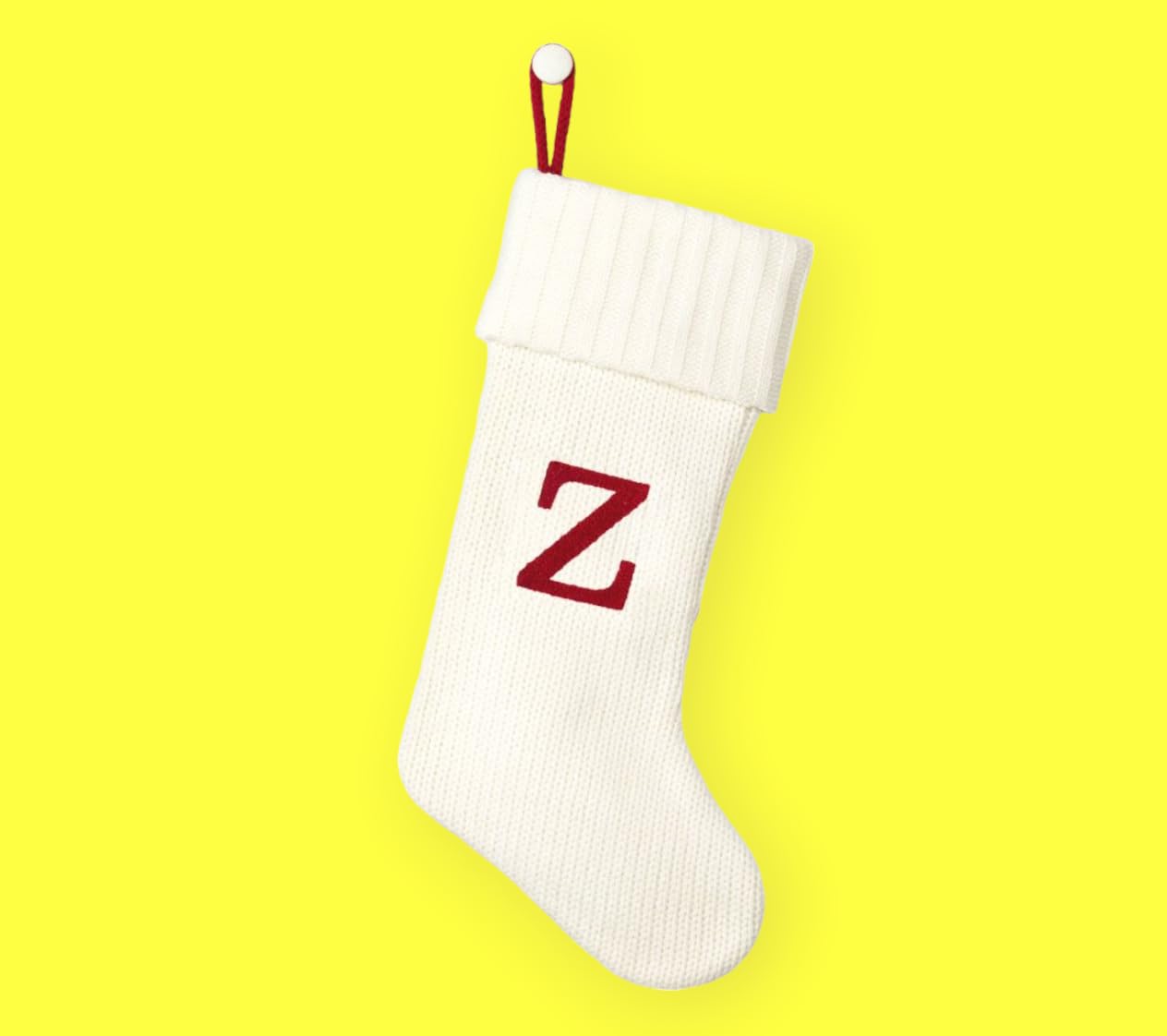 Wondershop Holiday Christmas Winter White Thick Knit Stocking Sock 20 Inches Monogram Letter Z Mantel Decoration