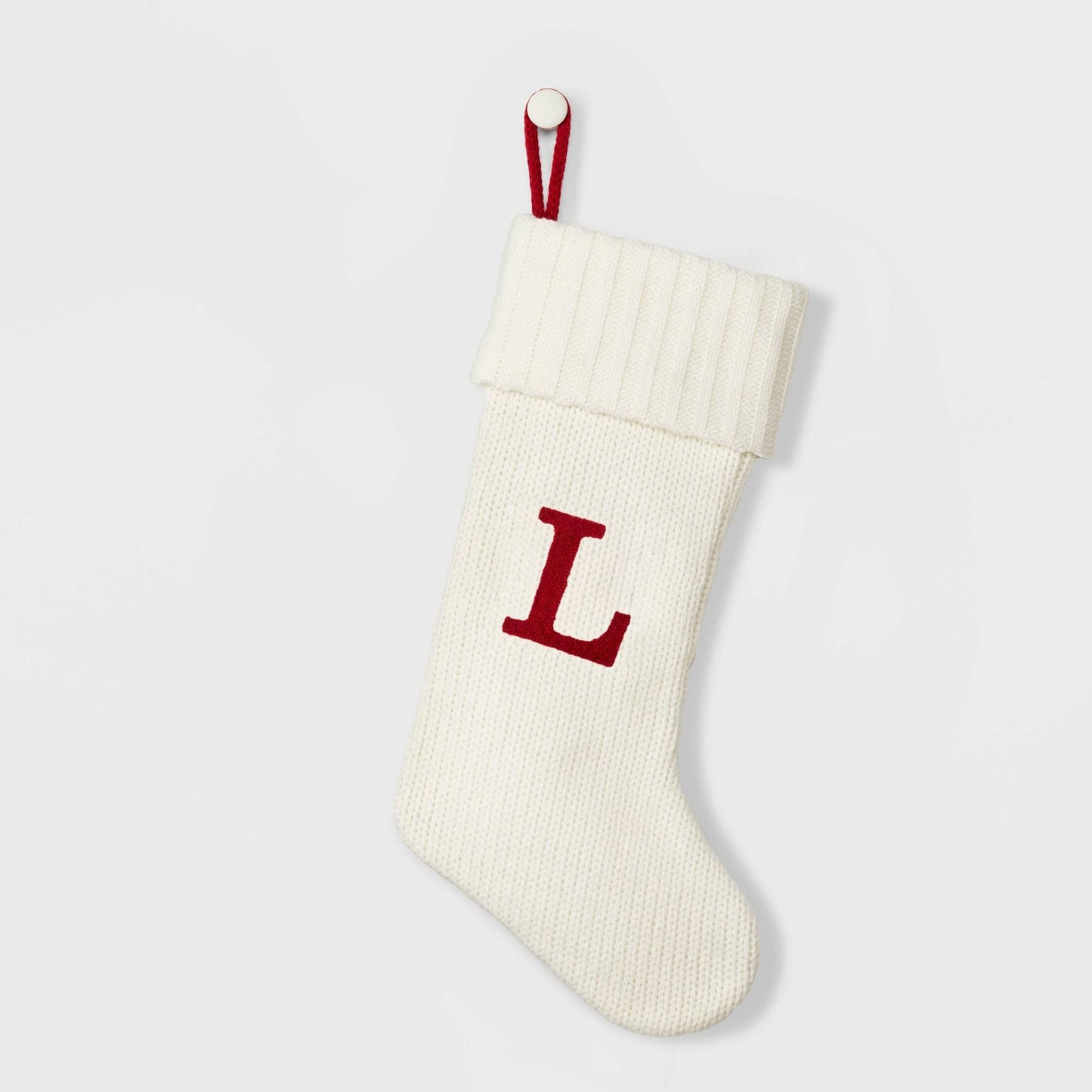 Wondershop Target Christmas Knit Winter White Stocking Monogram Letter L Measures 20"
