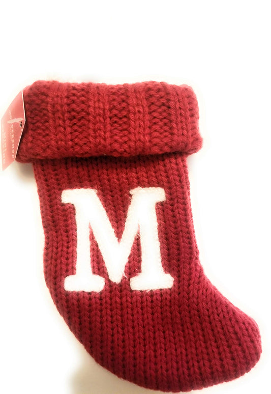Wondershop Target Christmas Knit Mini Stocking Monogram Letter M Red Measures 7" (Red, Letter M)