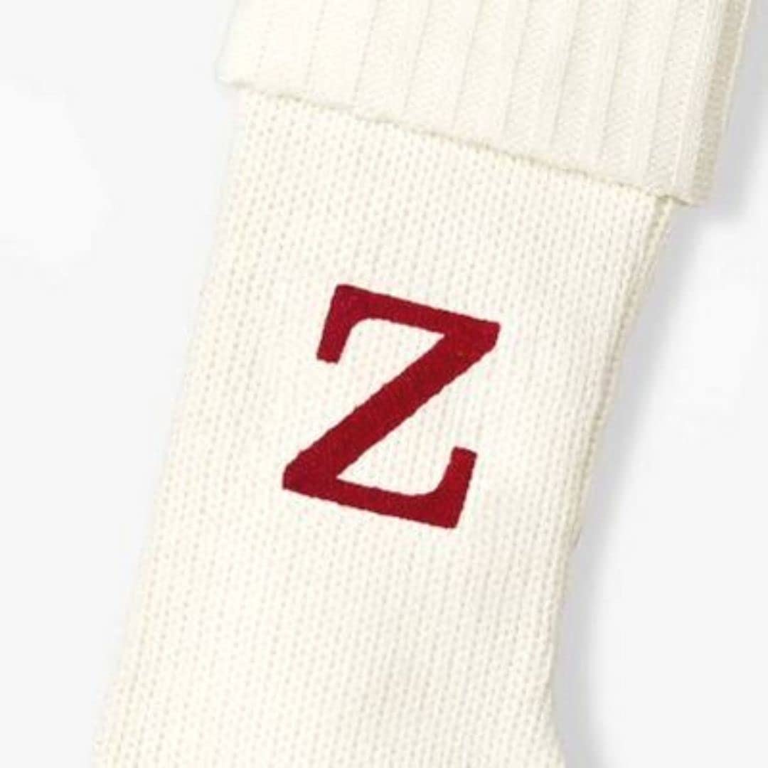 Wondershop Holiday Christmas Winter White Thick Knit Stocking Sock 20 Inches Monogram Letter Z Mantel Decoration