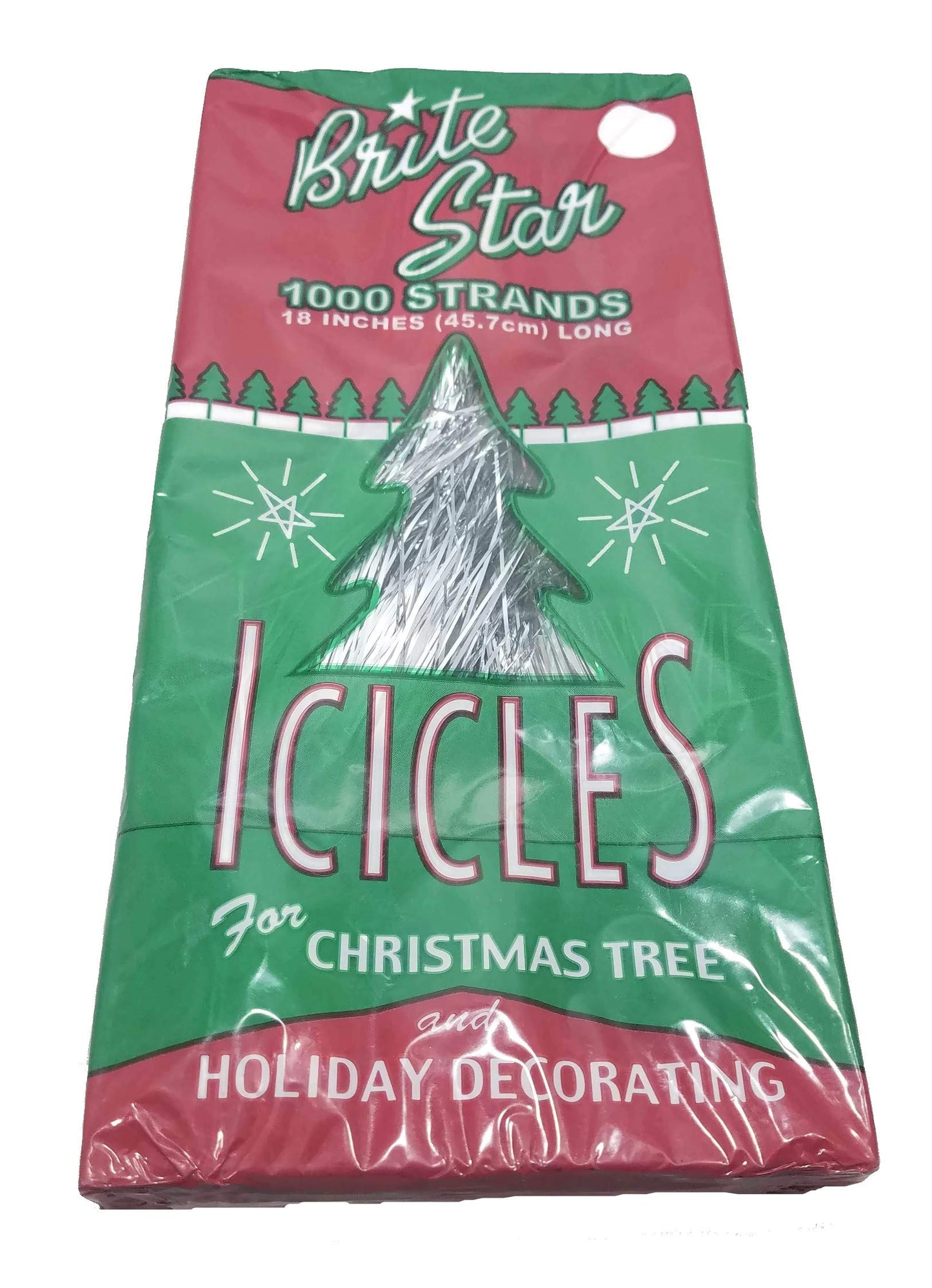 Brite Star Lot of Two1000-Pack 18-Inch Silver Icicle Tinsel Strands for Christmas Tree Decorations (2000 Strands Total)